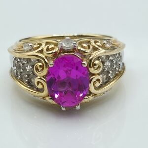 Victoria Wieck Pink Ruby And Topaz Ring